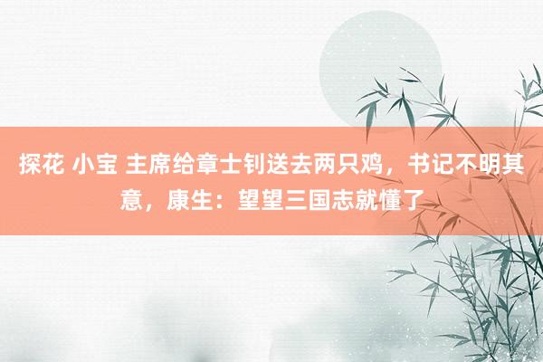 探花 小宝 主席给章士钊送去两只鸡，书记不明其意，康生：望望三国志就懂了