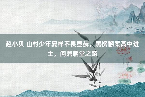 赵小贝 山村少年夏祥不畏显赫，黑榜翻案高中进士，问鼎朝堂之路