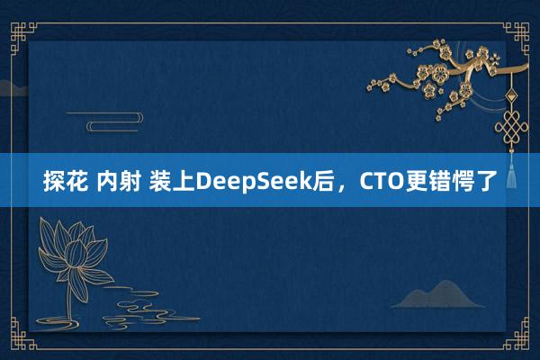 探花 内射 装上DeepSeek后，CTO更错愕了